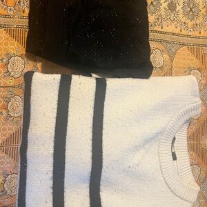 White and black striped sweater size 12-13 and pajama size 10